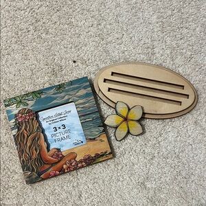 Wooden Picture Frame with Yellow Flower Accent